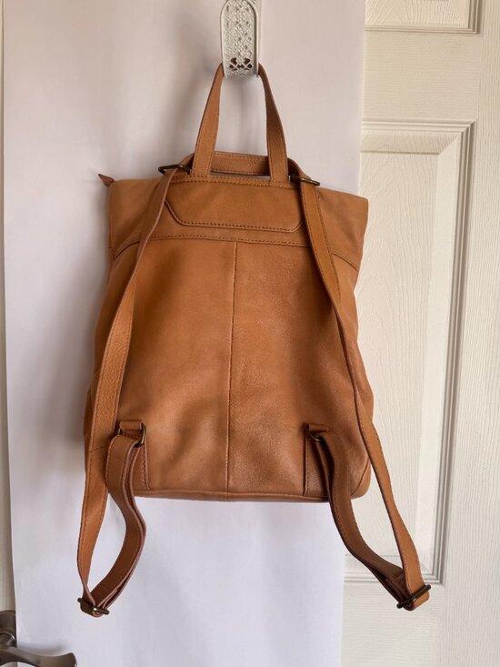 Tan Leather Backpack with Tablet Sleeve Aspen main image 9